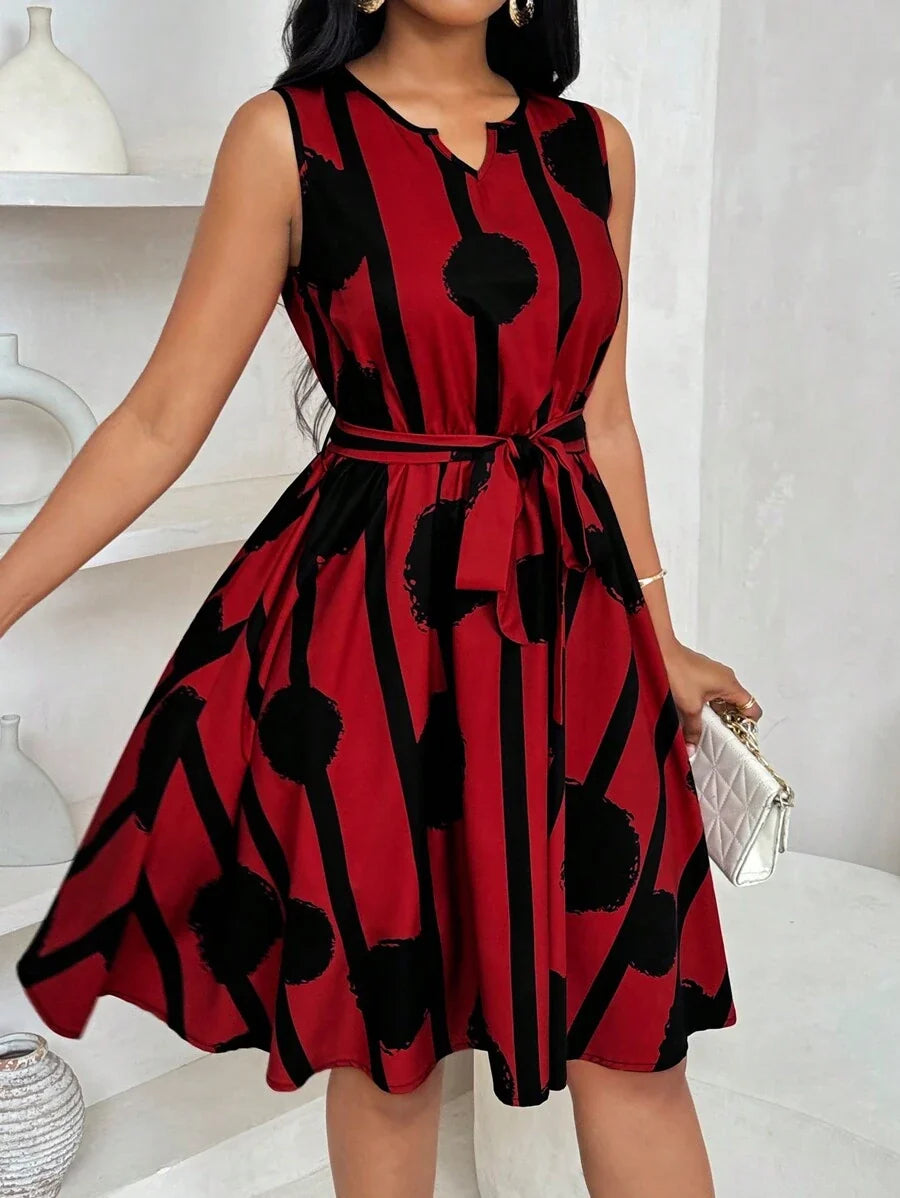 Genevieve | Belted Sleeveless Mini Dress