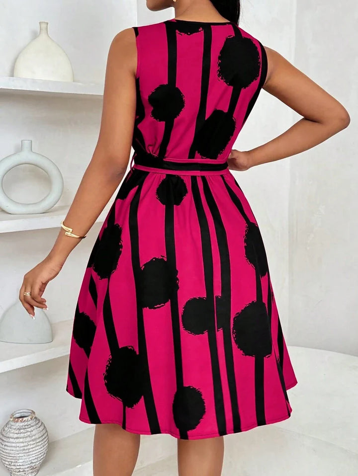 Genevieve | Belted Sleeveless Mini Dress