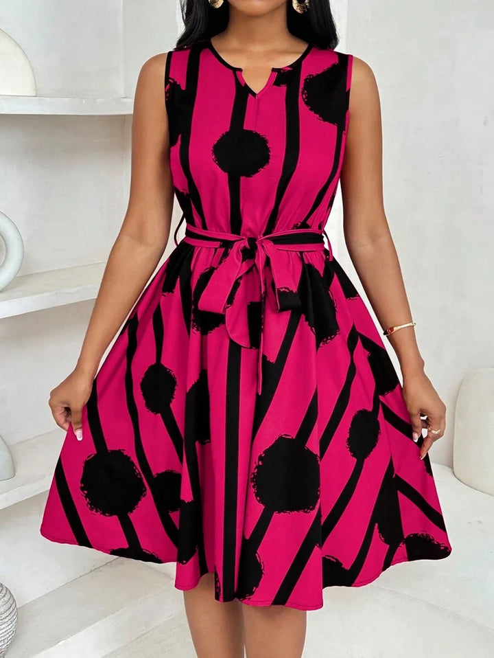 Genevieve | Belted Sleeveless Mini Dress