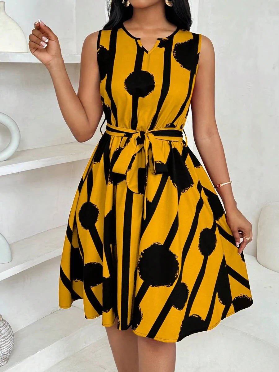 Genevieve | Belted Sleeveless Mini Dress