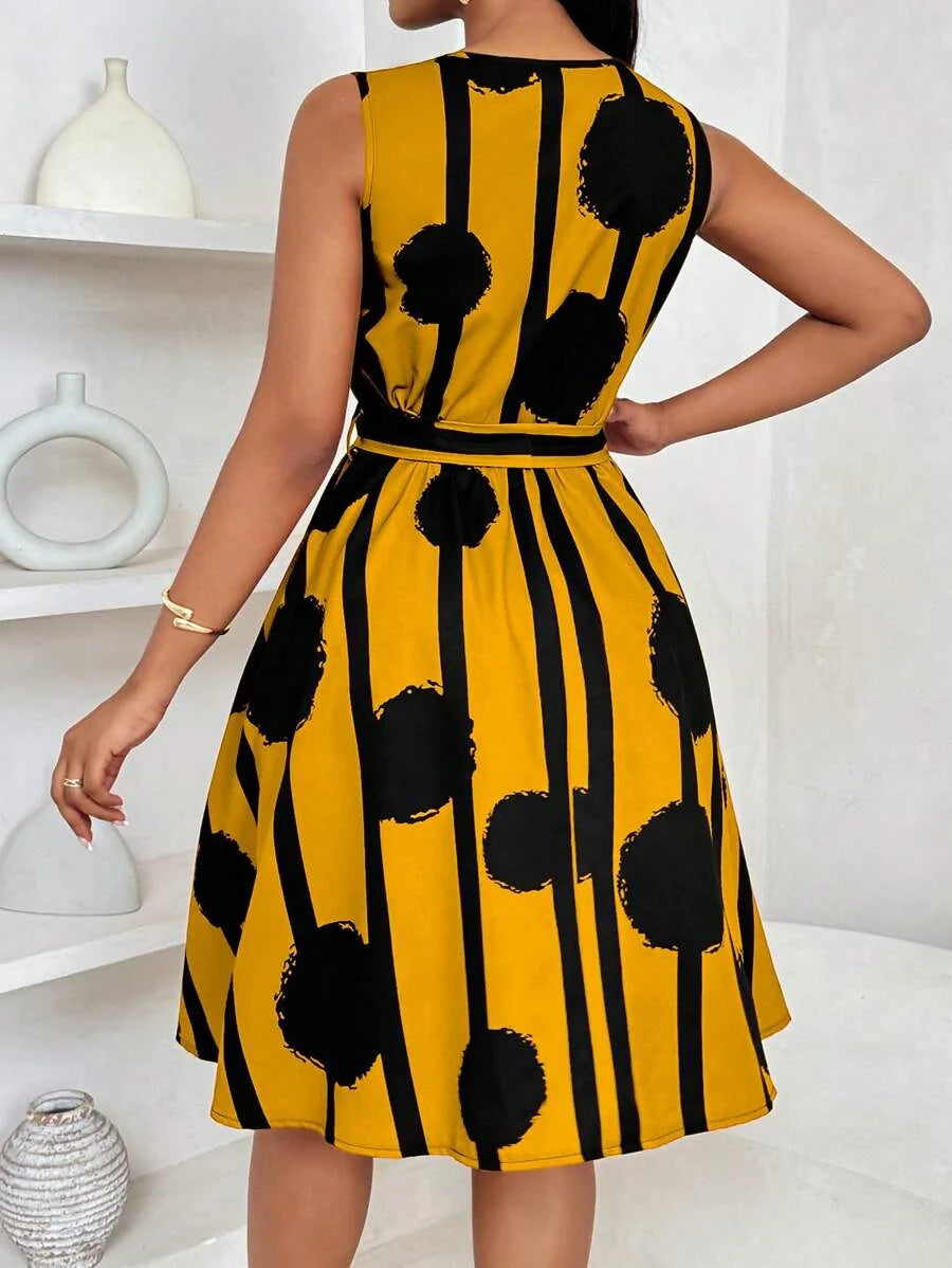 Genevieve | Belted Sleeveless Mini Dress