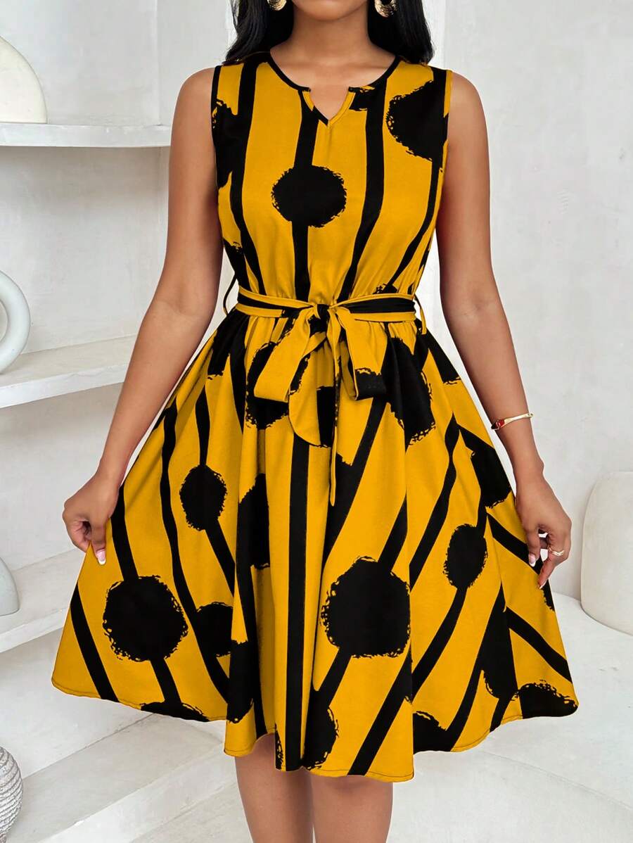 Genevieve | Belted Sleeveless Mini Dress