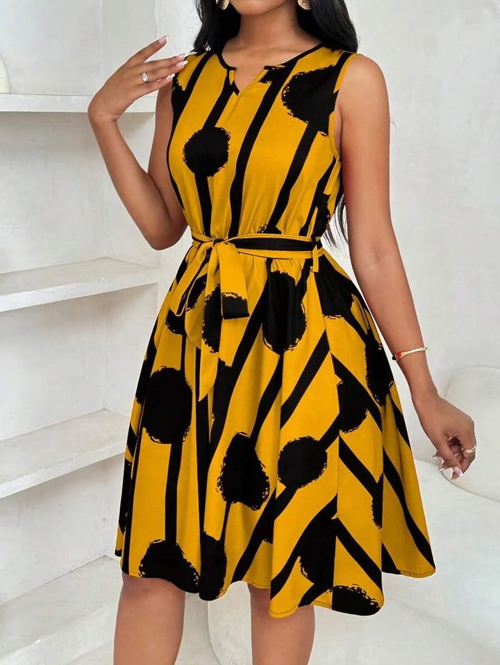 Genevieve | Belted Sleeveless Mini Dress