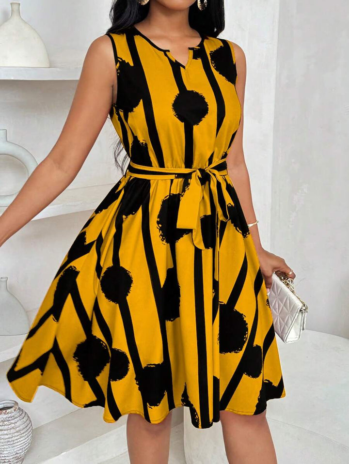 Genevieve | Belted Sleeveless Mini Dress