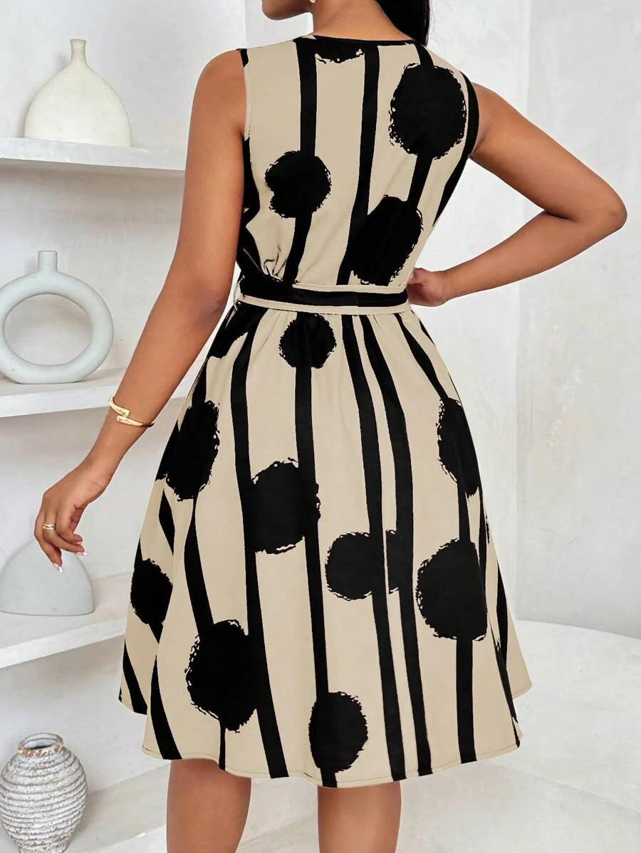 Genevieve | Belted Sleeveless Mini Dress