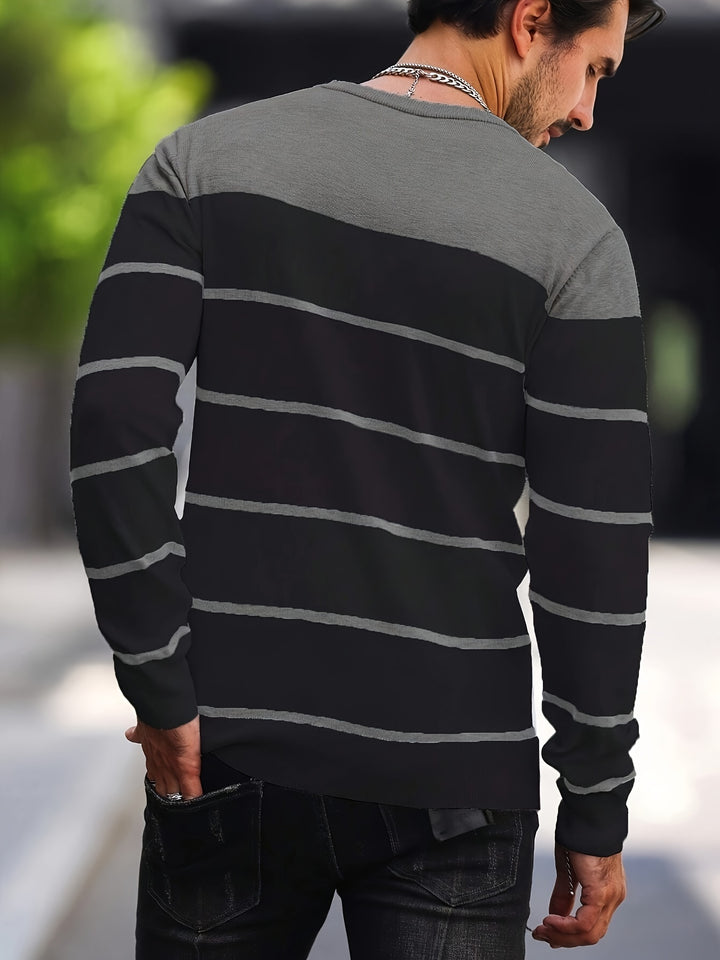 Declan | Colour-Block Striped Crew Neck Sweater