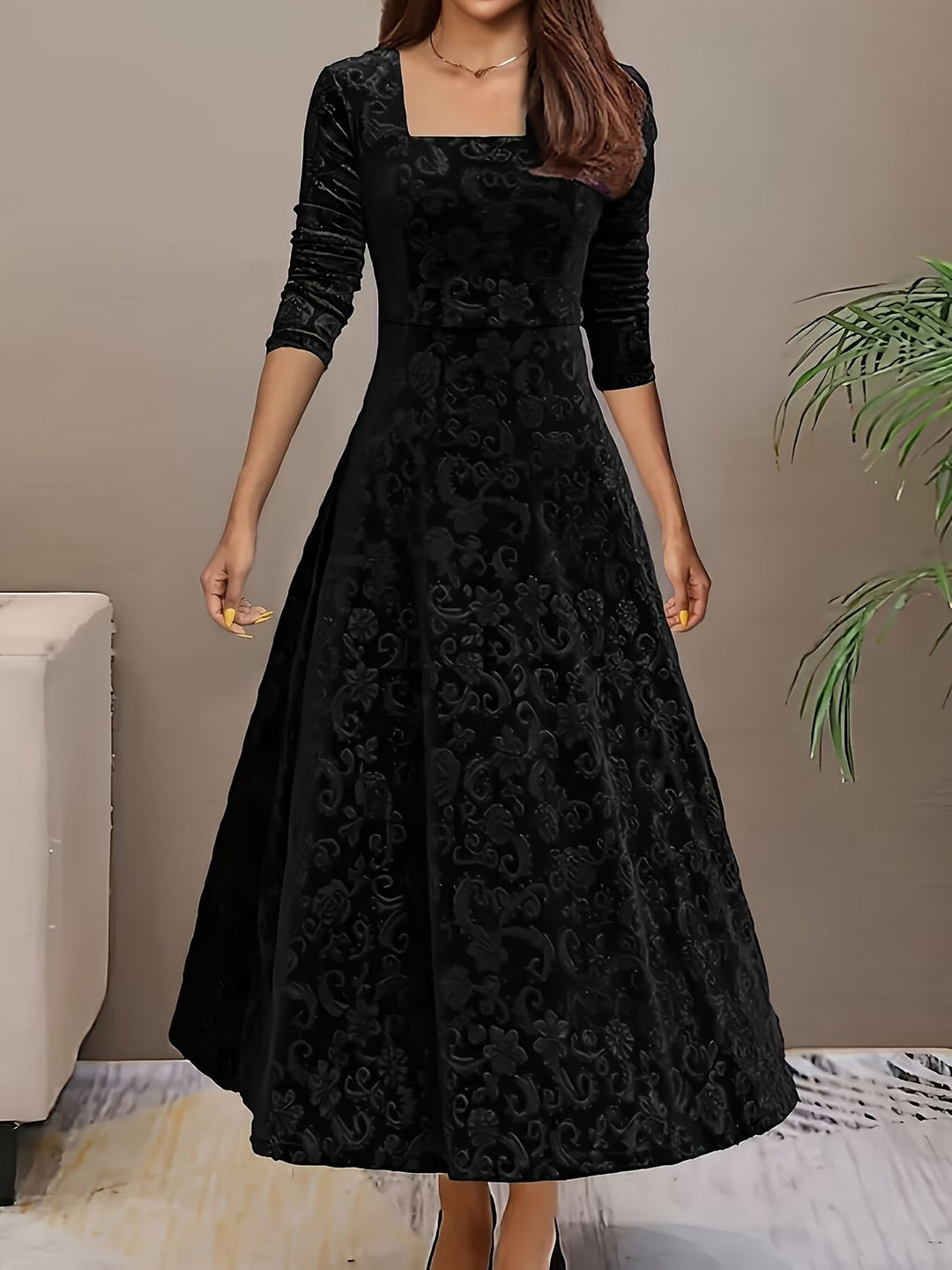 Maelle | Elegant Mid Sleeve Floral Dress
