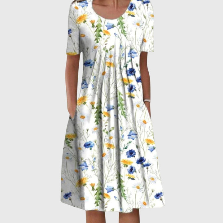 Gemma | Elegant Round Neck Printed Dress