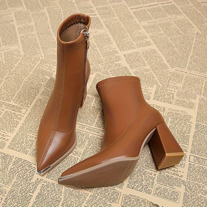 Bronwyn | Pointed-Toe Chunky Heel Ankle Boots