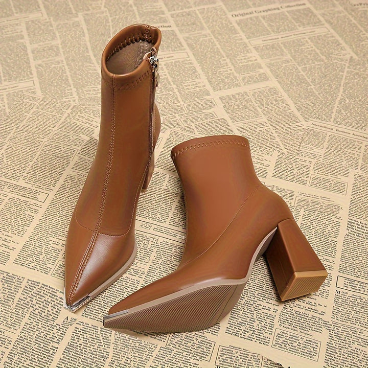 Bronwyn | Pointed-Toe Chunky Heel Ankle Boots