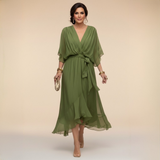 Zinnia | Stylish Chiffon V-Neck Dress