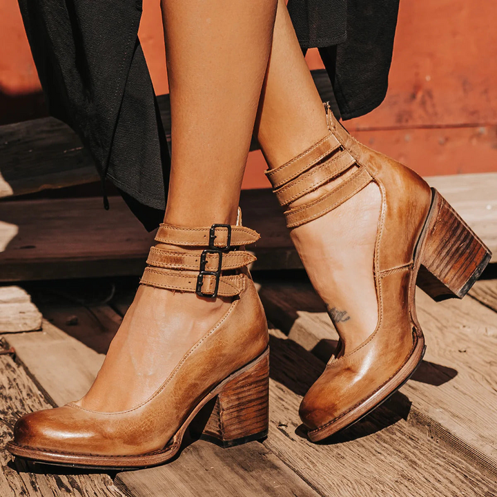 Victoria | Vintage Buckle Heel Ankle Boots