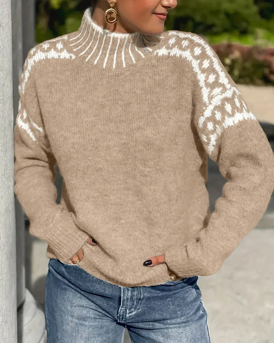 Thea | Cozy Patterned Turtleneck Sweater