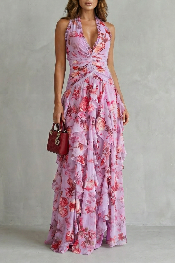 Bella | Elegant Sleeveless Halter Maxi Dress