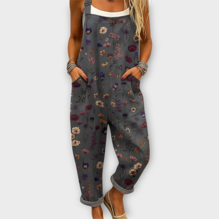 Megan | Retro Elegant Floral Print Jumpsuit