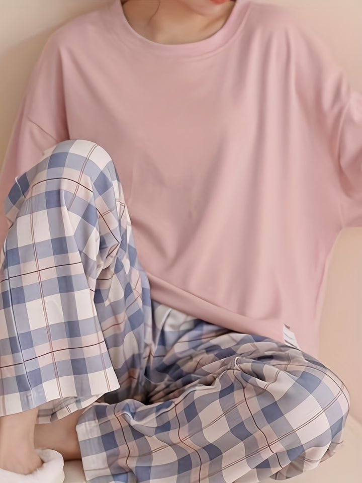 Annabel | Cozy Plaid Two-Piece Lounge Set