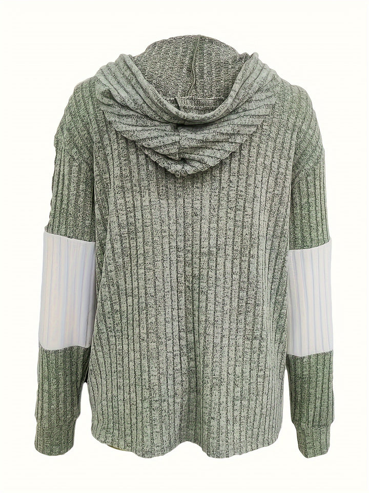 Talia | Ribbed Colour-Block Zip-Up Hoodie