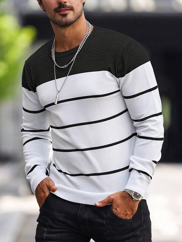 Declan | Colour-Block Striped Crew Neck Sweater