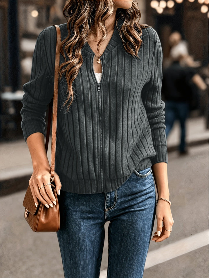 Corinne | Refined Ribbed Zip Jacket