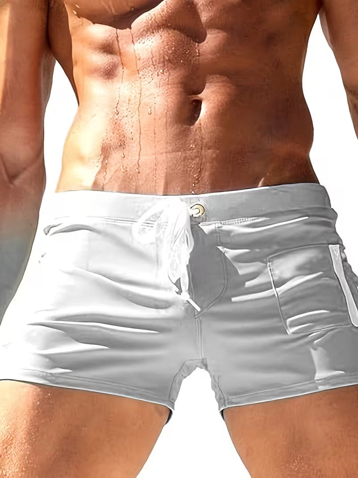 Griffin | Trendy Zipper Boxer Swim Trunks