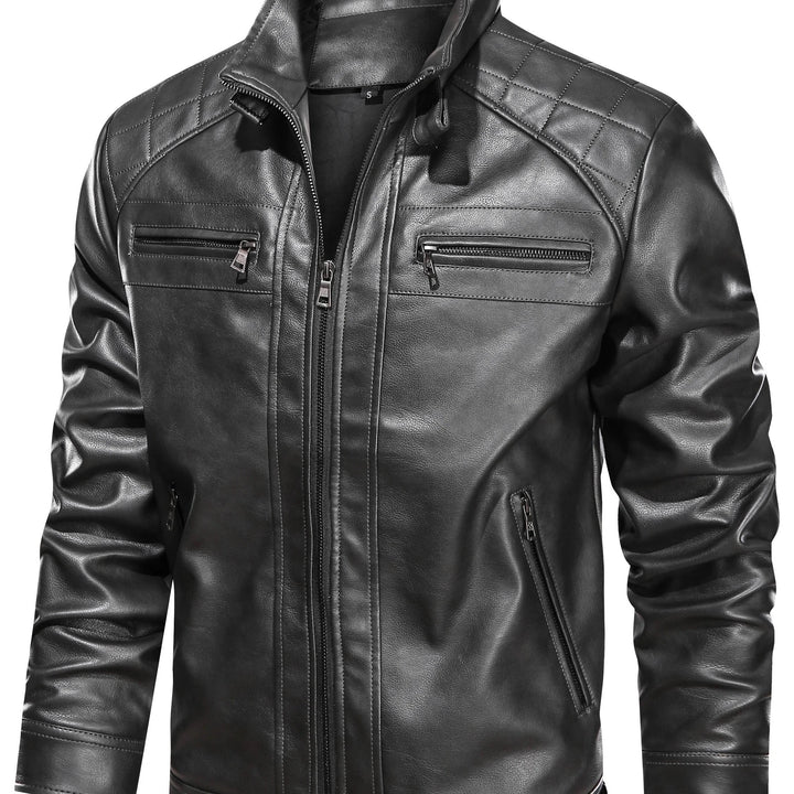 Rutherford | Quilted-Shoulder Biker Jacket
