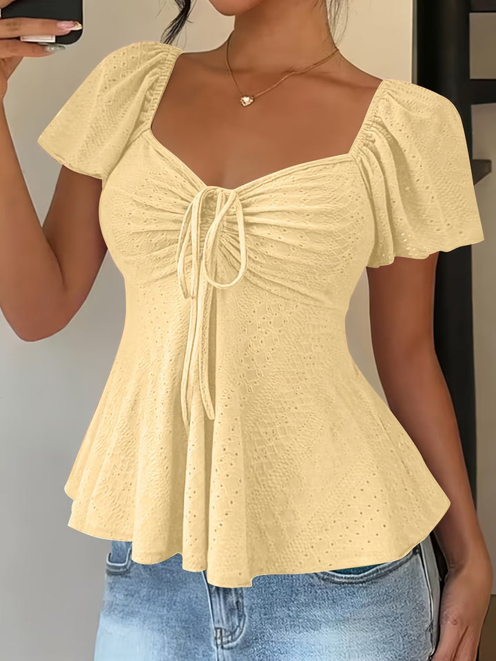 Darina | Breathable V-Neck Drawstring Top