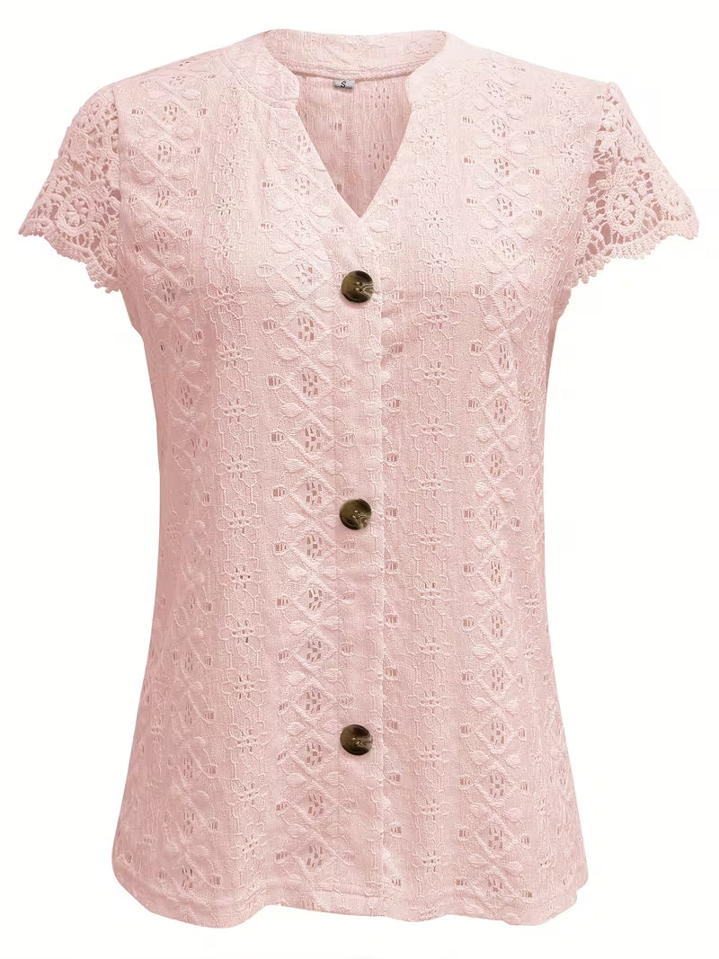 Ariana | Elegant Button V-Neck Shirt