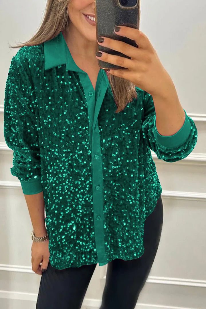 Claudine | Elegant Shimmer Collared Shirt
