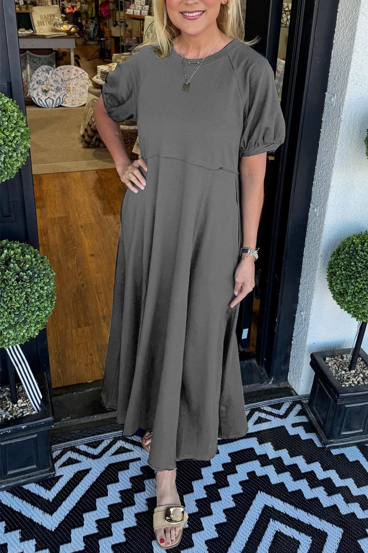 Winslet | Puff Sleeve Round Neck Maxi Dress