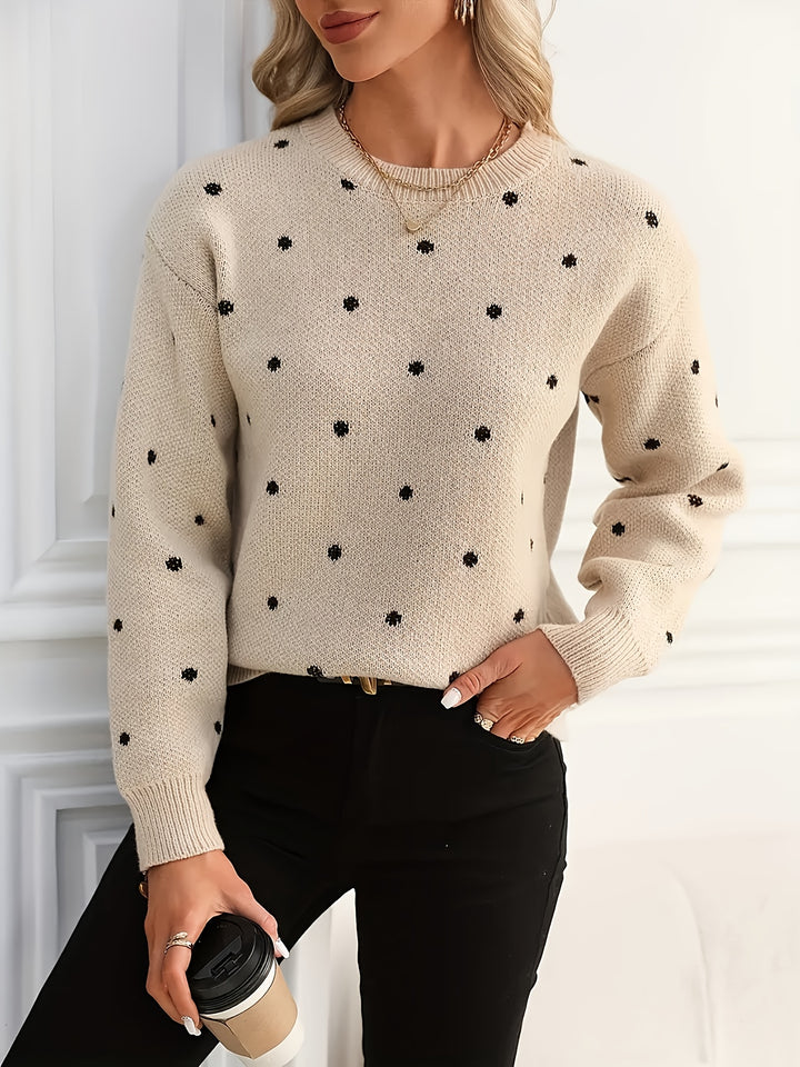 Brynn | Polka Dot Crew Neck Sweater