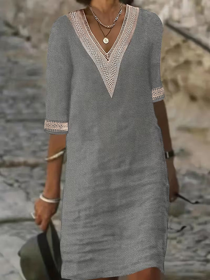 Virelle | Stylish V-Neck Mid Sleeve Dress
