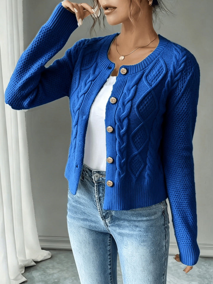 Iris | Cable-Knit Button-Front Cardigan