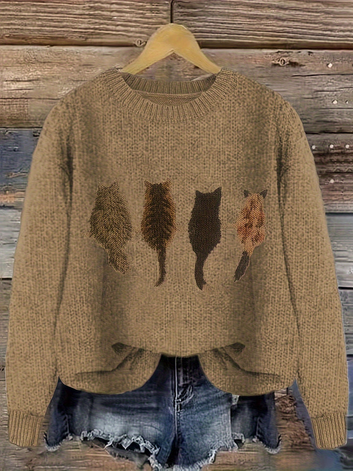 Maeve | Charming Cat-Print Knit Sweater
