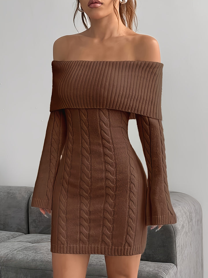 Marigold | Off-Shoulder Cable-Knit Dress