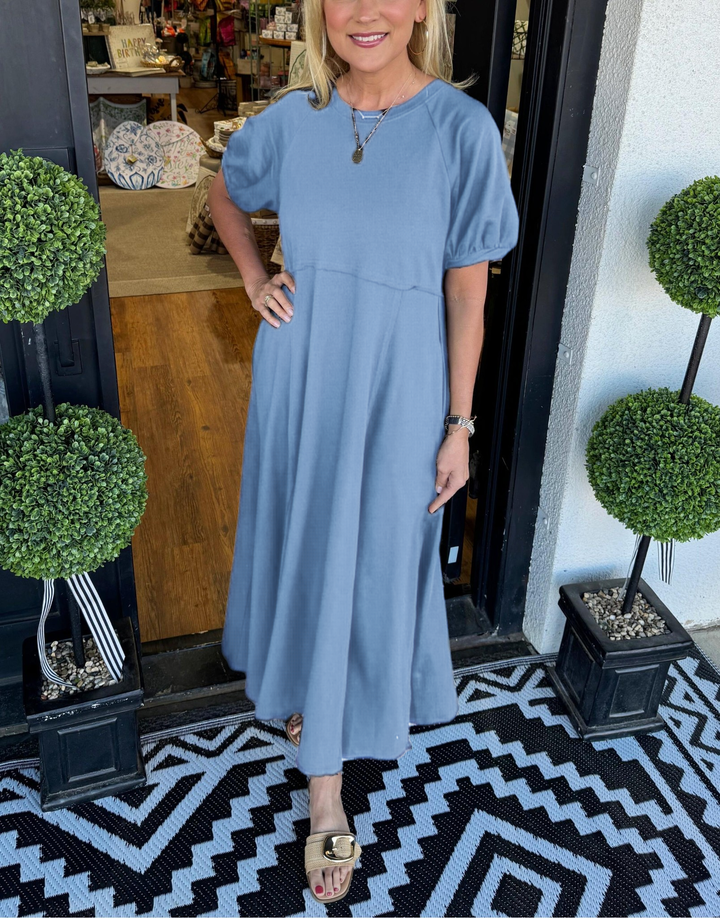 Winslet | Puff Sleeve Round Neck Maxi Dress