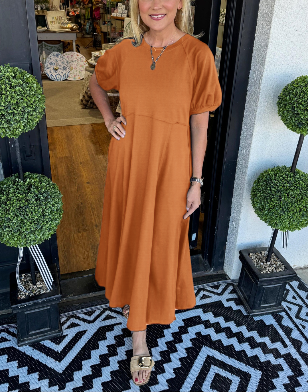 Winslet | Puff Sleeve Round Neck Maxi Dress