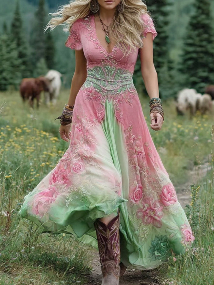Natalie | Classic Vintage Floral Maxi Dress