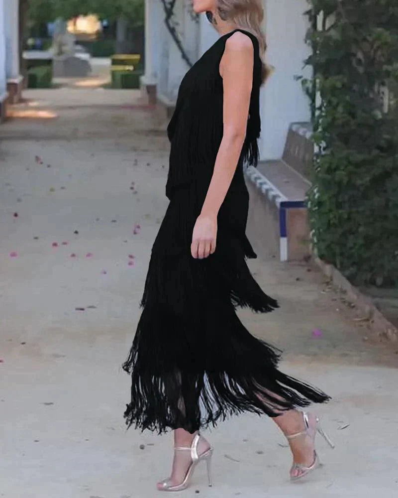 Viviana | Stylish Dropped Shoulders Long Dress