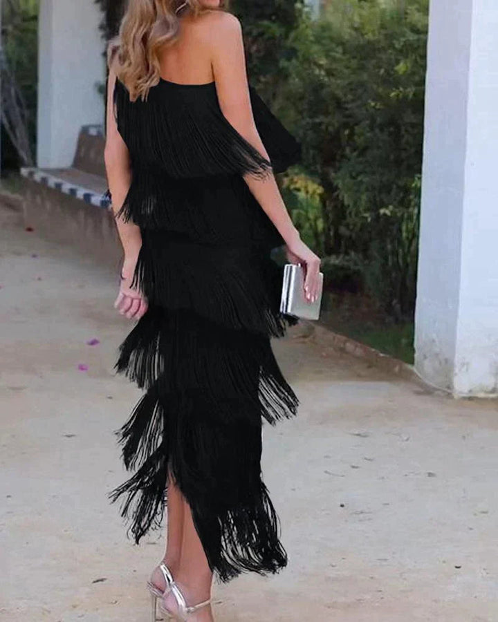 Viviana | Stylish Dropped Shoulders Long Dress