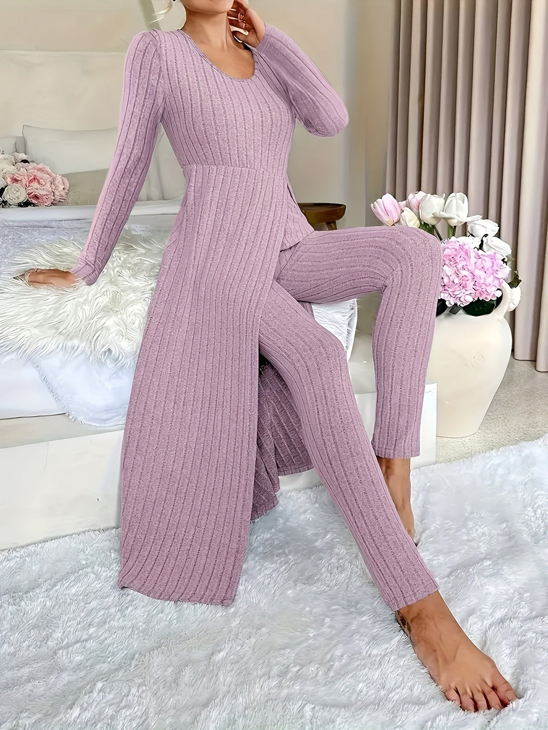 Estelle | Ribbed Lounge Two-Piece Set