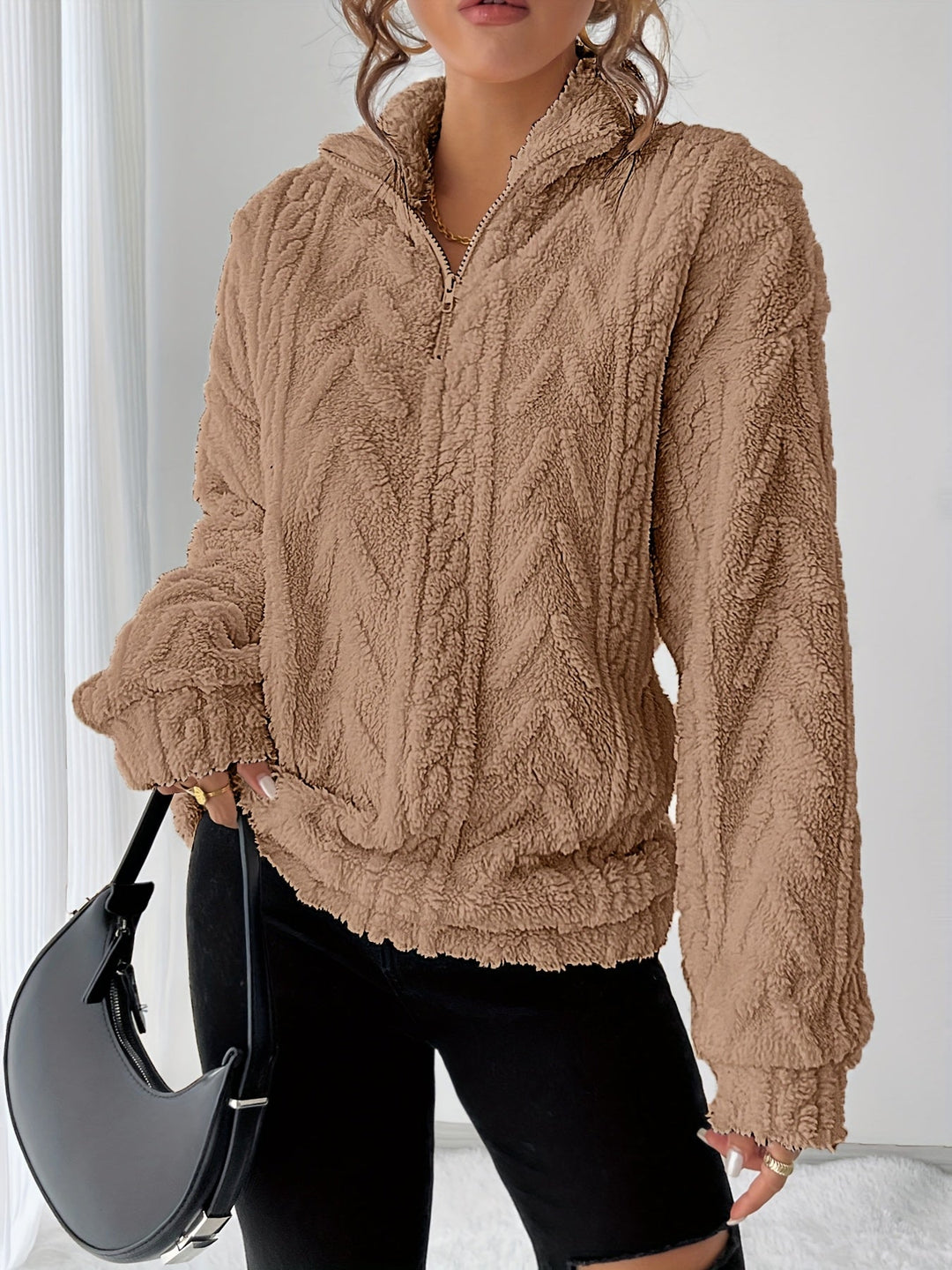 Loretta | Cozy Textured Stand-Collar Pullover