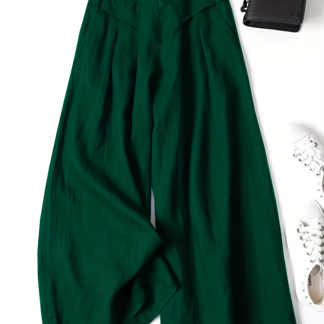 Linen Wide-Leg Ankle Pants