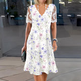 Marcelline | Elegant Lace Sleeve Floral Midi Dress