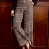 Whitney | Tailored Wide-Leg Checked Pants