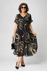 Valencia | Stylish V-Neck Mid Sleeve Dress