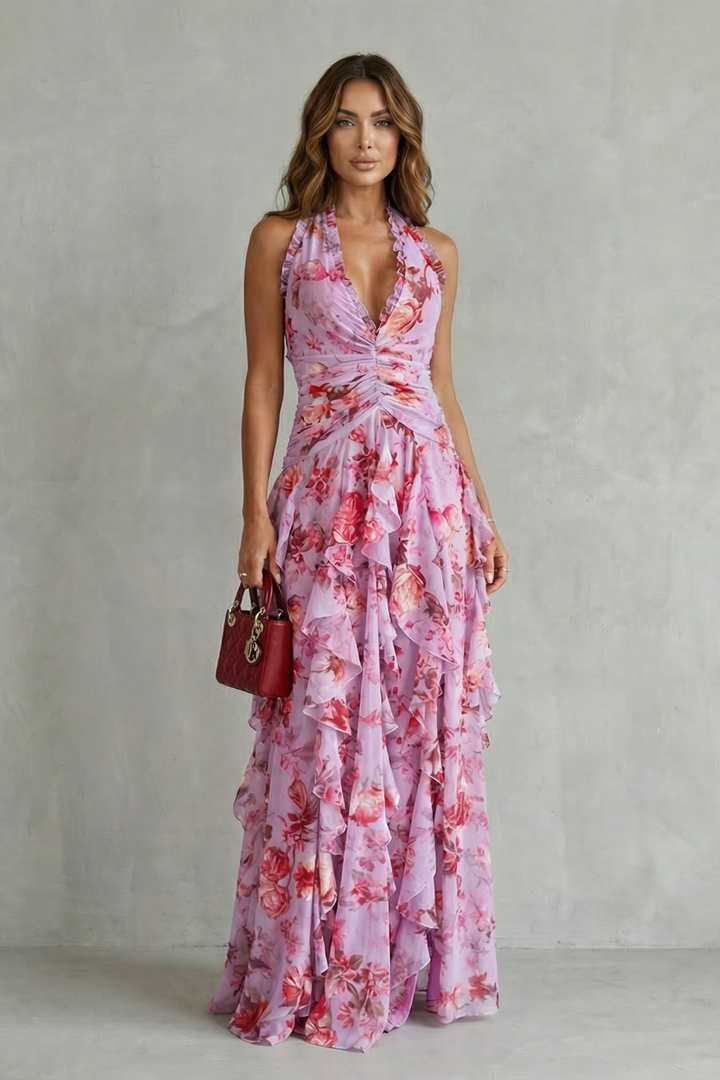 Bella | Elegant Sleeveless Halter Maxi Dress
