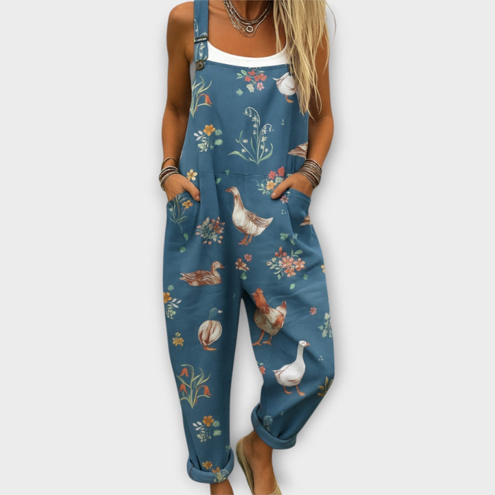 Megan | Retro Elegant Floral Print Jumpsuit