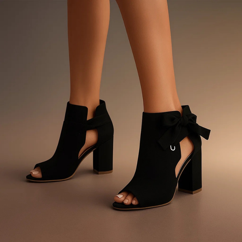 Marcella | Elegant Open Toe Ribbon Heels