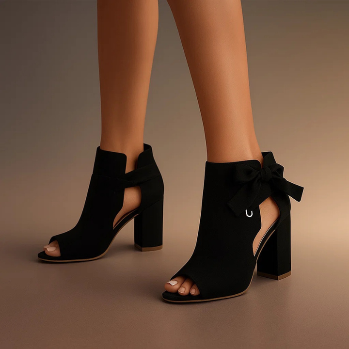 Marcella | Elegant Open Toe Ribbon Heels