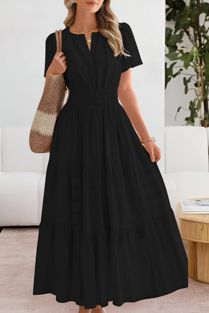 Cassandra | Tiered Flutter-Sleeve Midi Dress